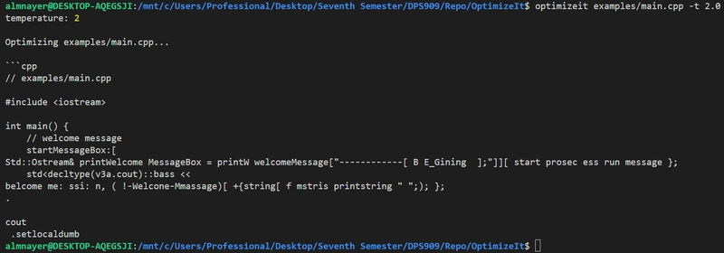 OptimizeIt Temperature Hallucination